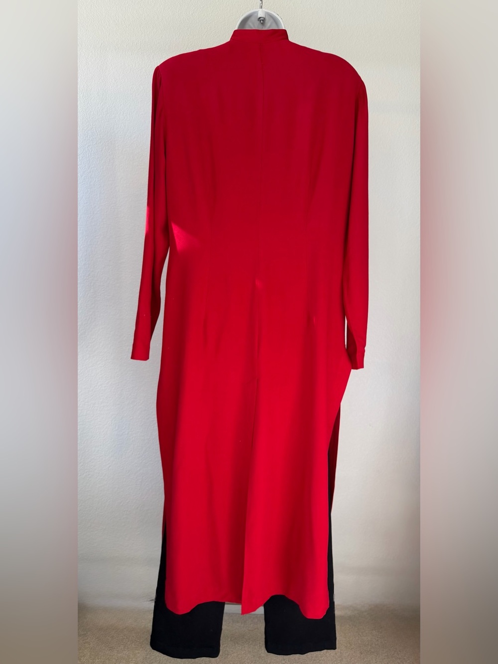 Vintage 90s R&M Richard’s Mandarin Collar Red Kimono Duster Size L - Picture 3 of 10